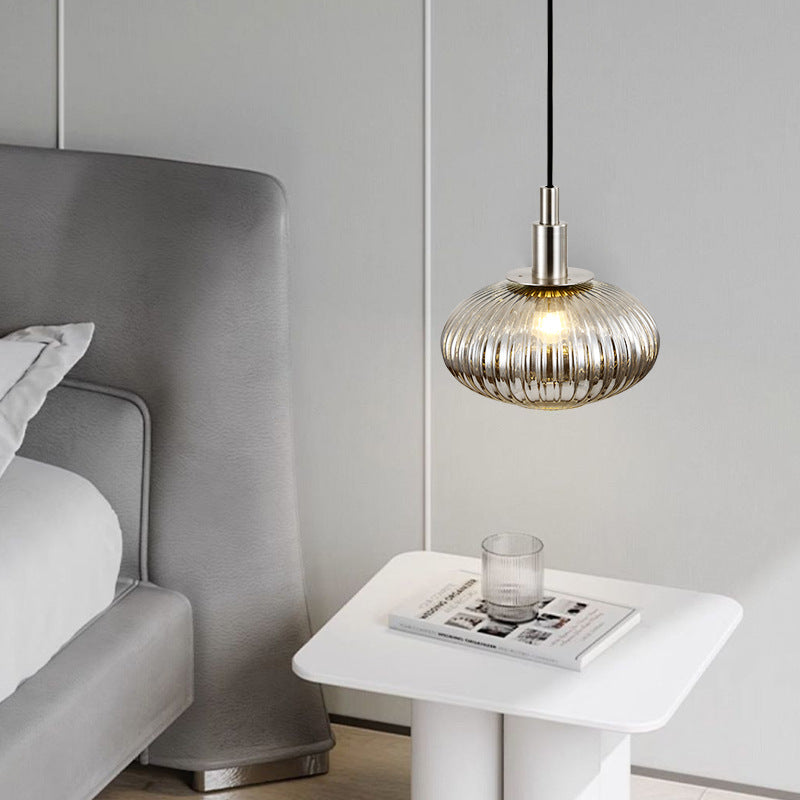 Zeitgenössische nordische ovale Eisen-Glas 1-Licht-Pendelleuchte für das Esszimmer 