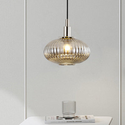 Zeitgenössische nordische ovale Eisen-Glas 1-Licht-Pendelleuchte für das Esszimmer 