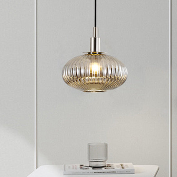 Zeitgenössische nordische ovale Eisen-Glas 1-Licht-Pendelleuchte für das Esszimmer 