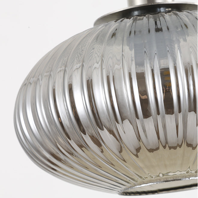 Zeitgenössische nordische ovale Eisen-Glas 1-Licht-Pendelleuchte für das Esszimmer 