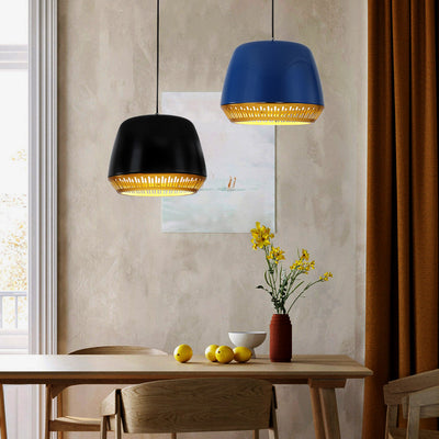 Zeitgenössische nordische runde Zylinder-Eisen 1-Licht-Pendelleuchte für das Esszimmer 