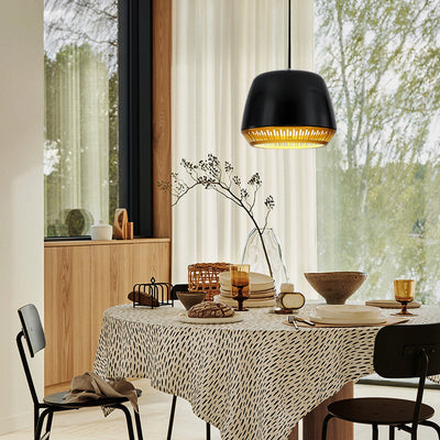 Zeitgenössische nordische runde Zylinder-Eisen 1-Licht-Pendelleuchte für das Esszimmer 