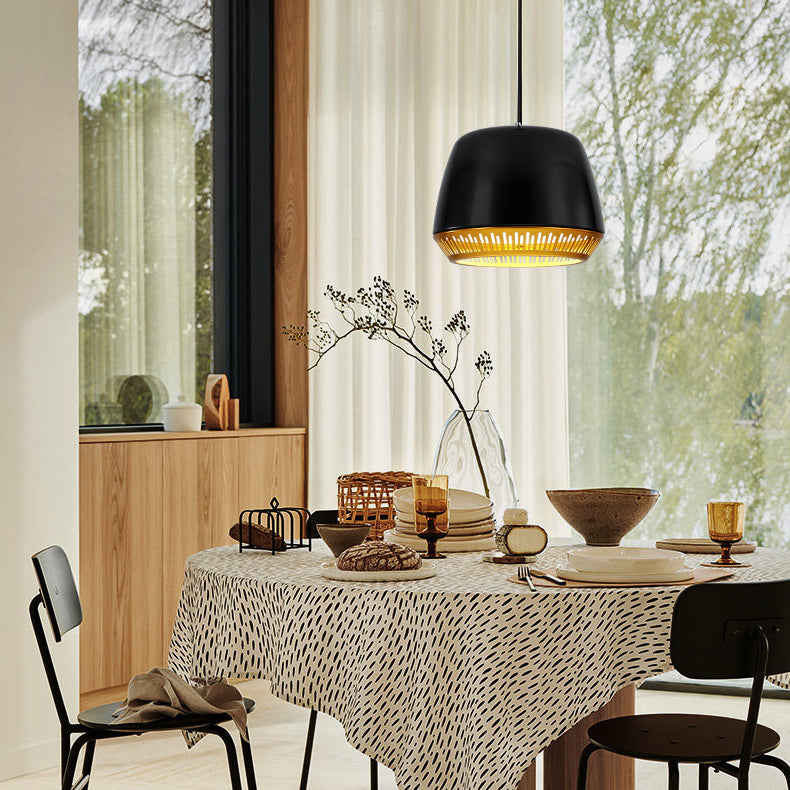 Zeitgenössische nordische runde Zylinder-Eisen 1-Licht-Pendelleuchte für das Esszimmer 