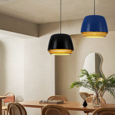 Zeitgenössische nordische runde Zylinder-Eisen 1-Licht-Pendelleuchte für das Esszimmer 