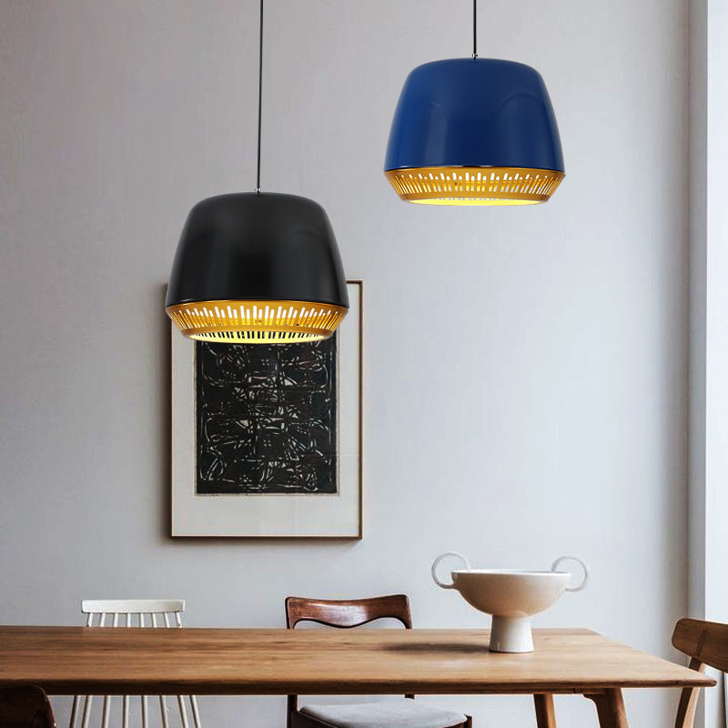 Zeitgenössische nordische runde Zylinder-Eisen 1-Licht-Pendelleuchte für das Esszimmer 