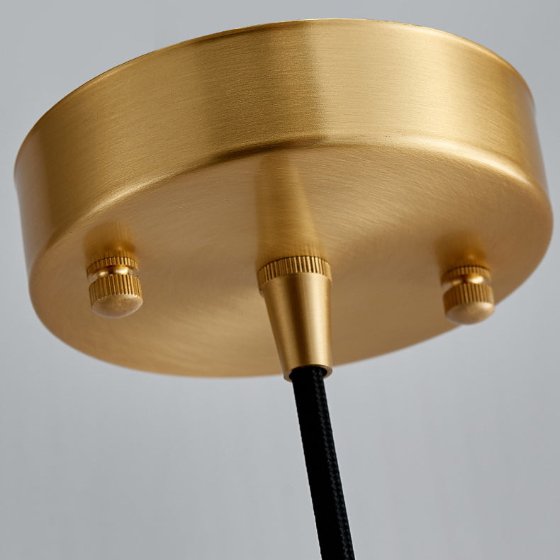 Suspension contemporaine scandinave ronde en cuivre et verre marbré à 1 lumière pour chambre 
