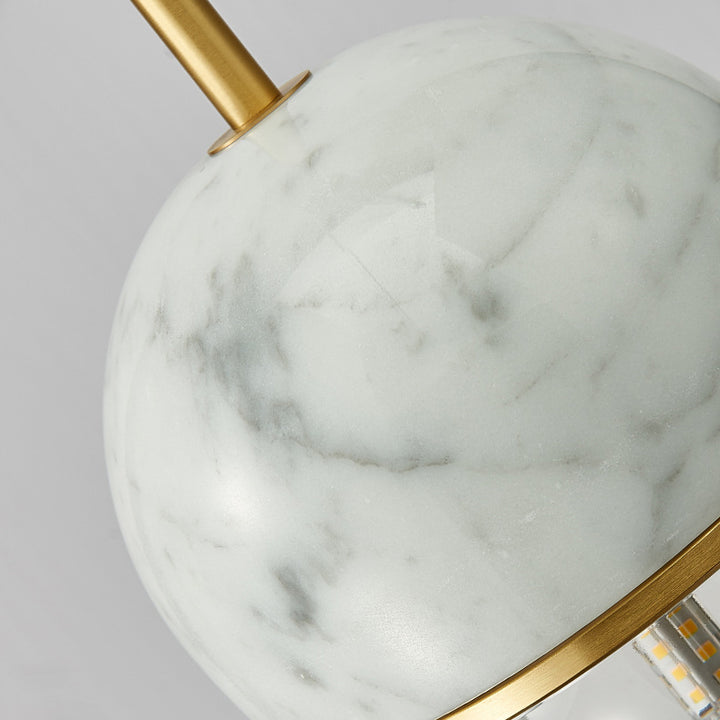 Suspension contemporaine scandinave ronde en cuivre et verre marbré à 1 lumière pour chambre 