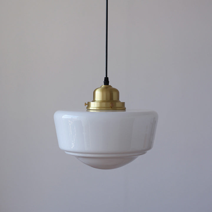 Suspension Luminaire Moderne en Verre Cuivre Rond à 1 Lumière de Style Milieu du Siècle pour Chambre 
