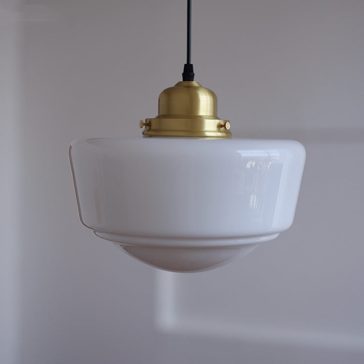 Suspension Luminaire Moderne en Verre Cuivre Rond à 1 Lumière de Style Milieu du Siècle pour Chambre 