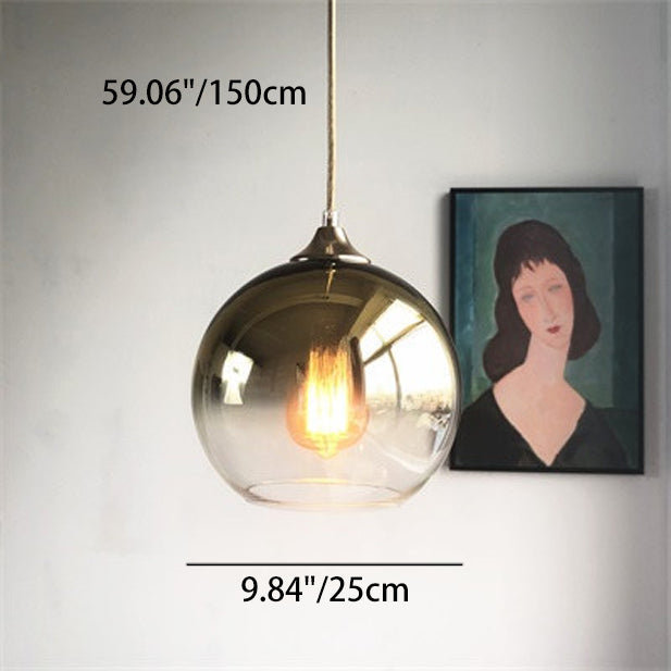 Zeitgenössisches nordisches rundes Kugel-Eisen-Glas 1-Licht-Pendelleuchte für das Schlafzimmer 