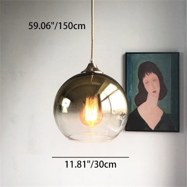 Zeitgenössisches nordisches rundes Kugel-Eisen-Glas 1-Licht-Pendelleuchte für das Schlafzimmer 