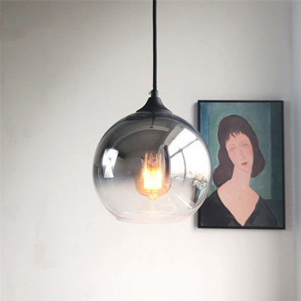 Zeitgenössisches nordisches rundes Kugel-Eisen-Glas 1-Licht-Pendelleuchte für das Schlafzimmer 