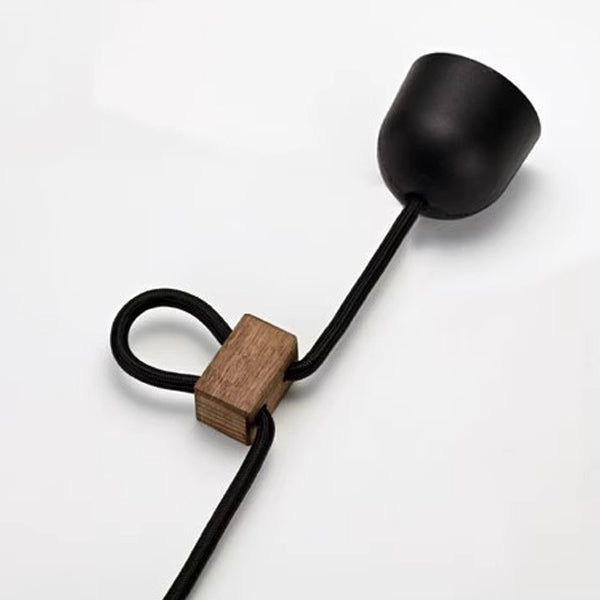 Suspension Luminaire Contemporain en Bois Aluminium Cône Rond 1 Lumière Pour Salon 