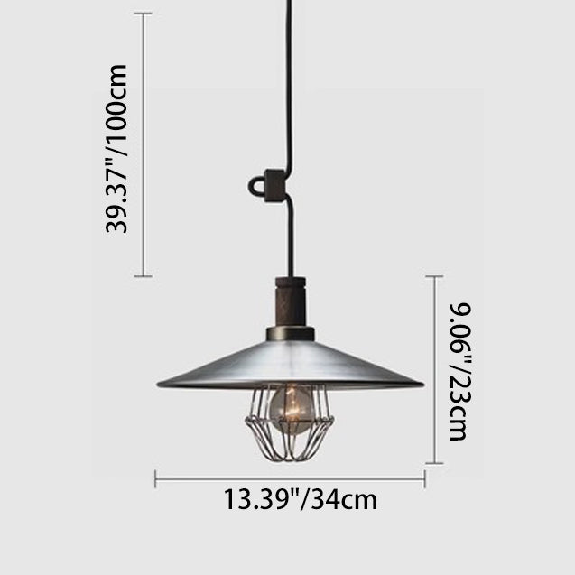 Suspension Luminaire Contemporain en Bois Aluminium Cône Rond 1 Lumière Pour Salon 