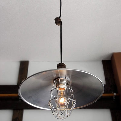 Suspension Luminaire Contemporain en Bois Aluminium Cône Rond 1 Lumière Pour Salon 