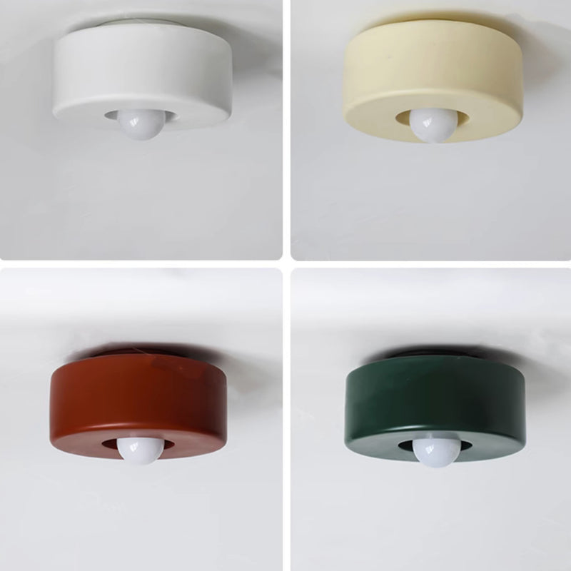 Contemporary Nordic Round Cylinder Hardware Resin 1-Light Semi-Flush Mount Ceiling Light For Hallway