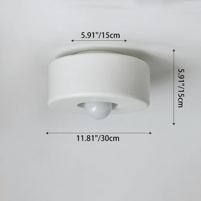 Contemporary Nordic Round Cylinder Hardware Resin 1-Light Semi-Flush Mount Ceiling Light For Hallway