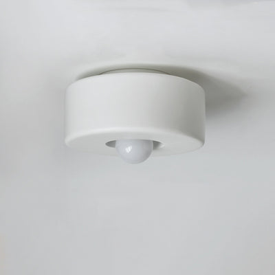 Contemporary Nordic Round Cylinder Hardware Resin 1-Light Semi-Flush Mount Ceiling Light For Hallway