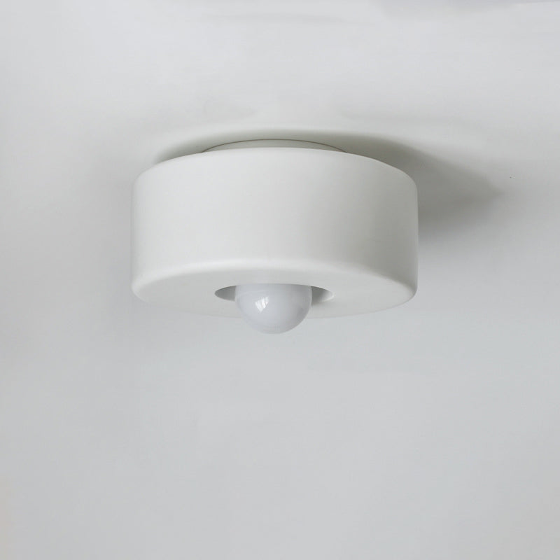 Contemporary Nordic Round Cylinder Hardware Resin 1-Light Semi-Flush Mount Ceiling Light For Hallway