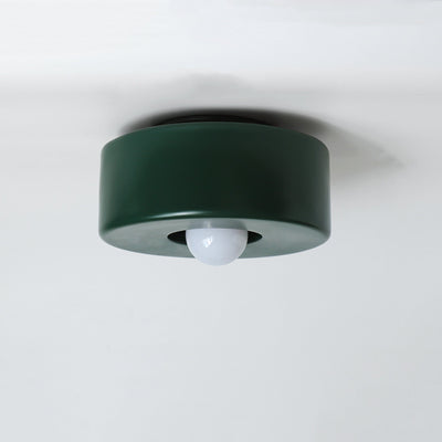 Contemporary Nordic Round Cylinder Hardware Resin 1-Light Semi-Flush Mount Ceiling Light For Hallway