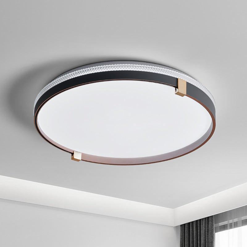Luz de techo LED montada al ras con cúpula redonda minimalista moderna de acrílico y hierro para dormitorio 