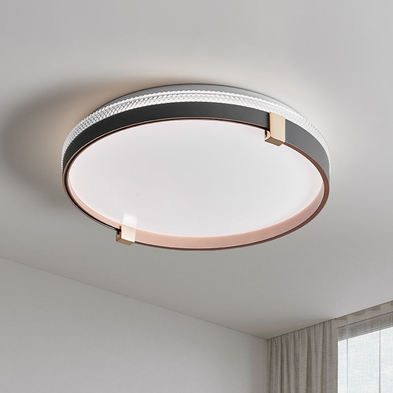 Luz de techo LED montada al ras con cúpula redonda minimalista moderna de acrílico y hierro para dormitorio 