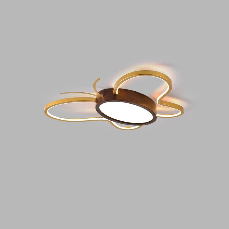 Luz de techo LED empotrada de forma de mariposa de hardware acrílico y madera de caucho para dormitorio para niños creativos contemporáneos 