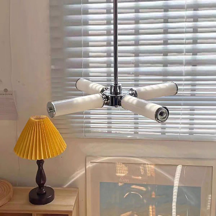 Zeitgenössischer kreativer Baumzweigform-Zylinder Eisen Acryl LED Kronleuchter für Schlafzimmer 