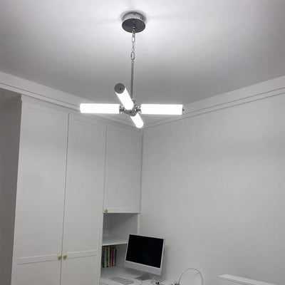 Contemporary Creative Tree Branch Shape Cylinder Iron Acrylic LED Chandelier For Bedroom