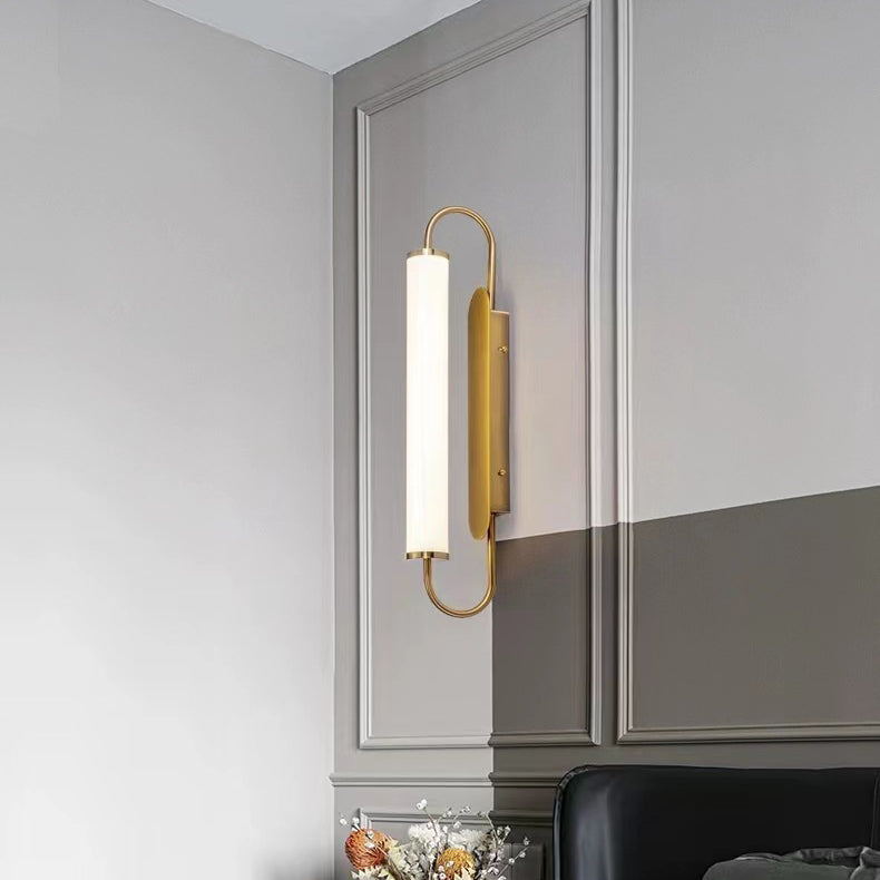 Moderne minimalistische lineare Zylinder-Eisen-Acryl-LED-Wandleuchte für das Schlafzimmer 