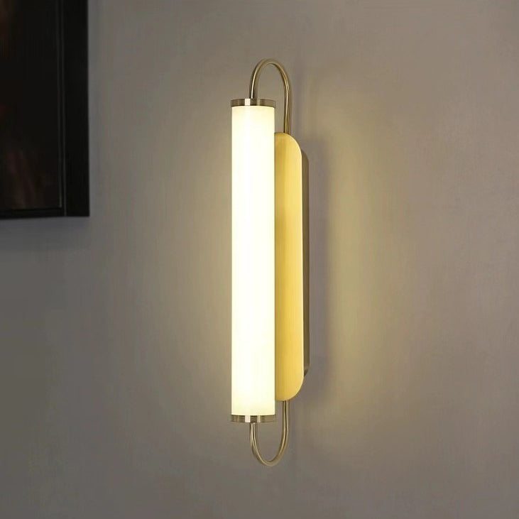 Moderne minimalistische lineare Zylinder-Eisen-Acryl-LED-Wandleuchte für das Schlafzimmer 
