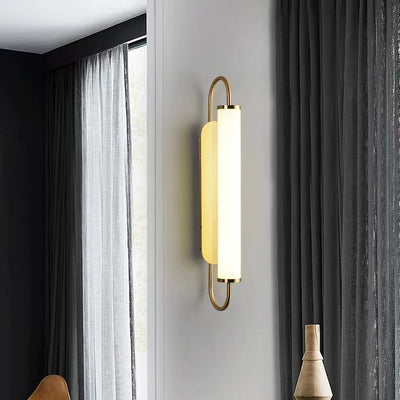 Moderne minimalistische lineare Zylinder-Eisen-Acryl-LED-Wandleuchte für das Schlafzimmer 