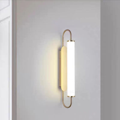 Moderne minimalistische lineare Zylinder-Eisen-Acryl-LED-Wandleuchte für das Schlafzimmer 