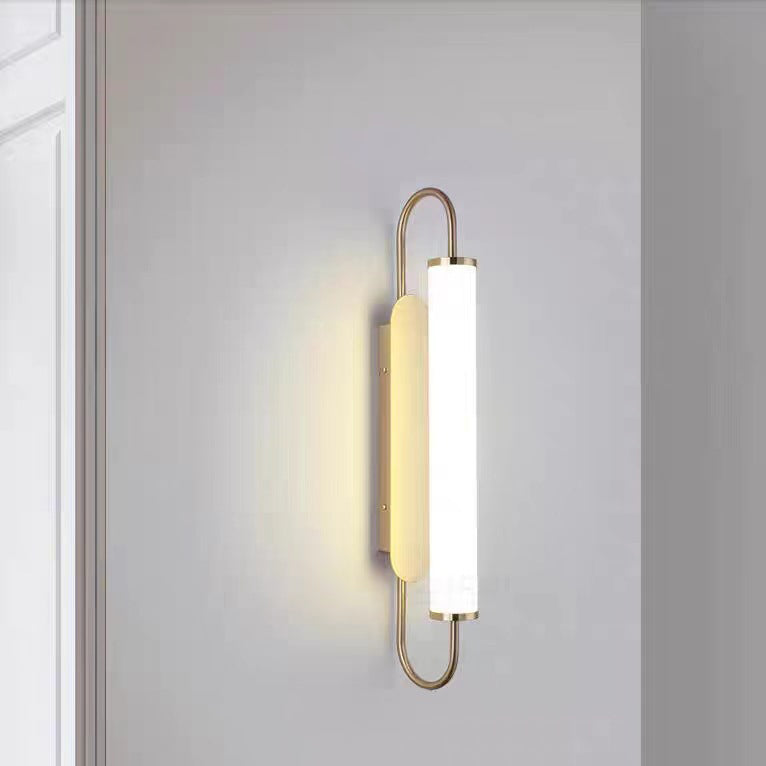 Moderne minimalistische lineare Zylinder-Eisen-Acryl-LED-Wandleuchte für das Schlafzimmer 