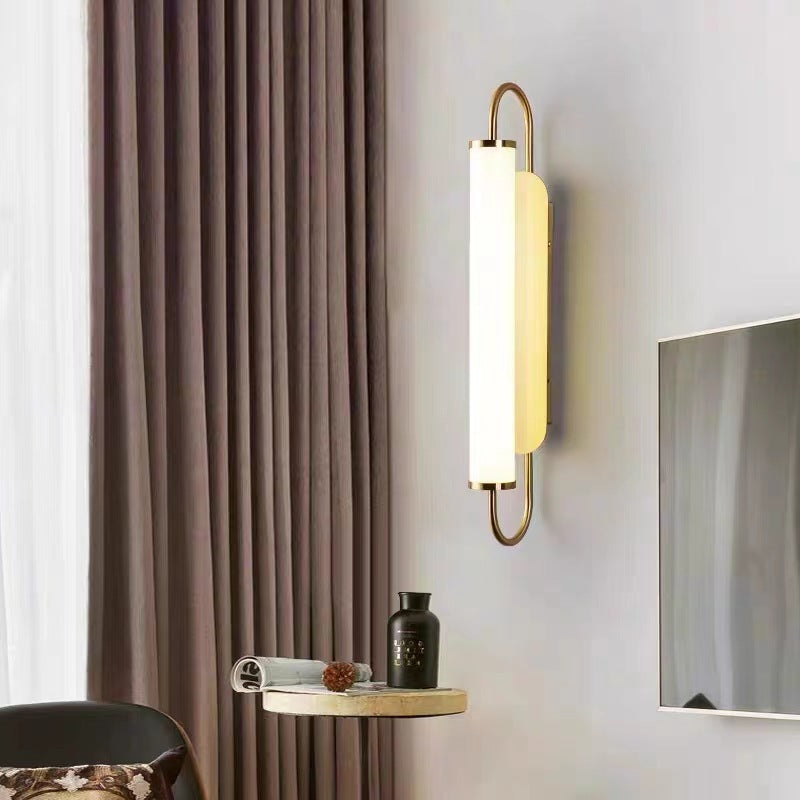 Modern Minimalist Linear Cylinder Iron Acrylic LED Wall Sconce Lamp For Bedroom