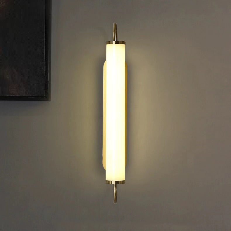 Moderne minimalistische lineare Zylinder-Eisen-Acryl-LED-Wandleuchte für das Schlafzimmer 