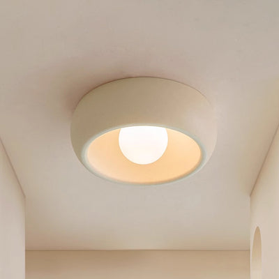 Contemporary Nordic Cream Round Dome Metal Glass LED Flush Mount Ceiling Light For Hallway