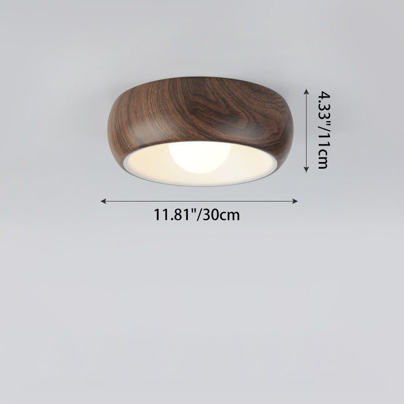 Contemporary Nordic Cream Round Dome Metal Glass LED Flush Mount Ceiling Light For Hallway