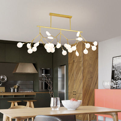 Contemporary Creative Firefly Branch Shape Round Linear Iron Acrylic 9/27 Light Chandelier For Dining Room