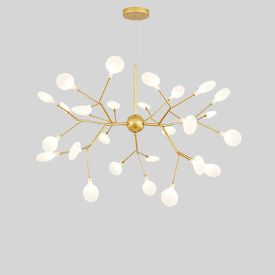 Contemporary Creative Firefly Branch Shape Round Linear Iron Acrylic 9/27 Light Chandelier For Dining Room