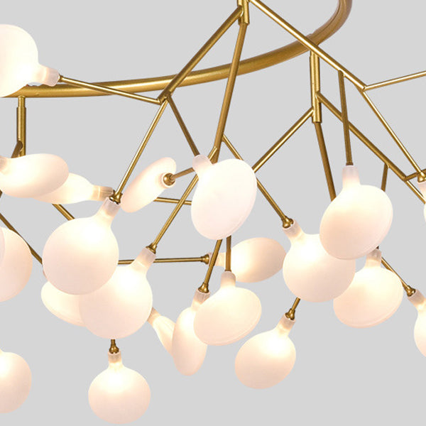 Contemporary Creative Firefly Branch Shape Round Linear Iron Acrylic 9/27 Light Chandelier For Dining Room