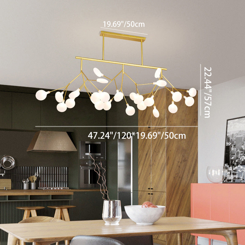 Contemporary Creative Firefly Branch Shape Round Linear Iron Acrylic 9/27 Light Chandelier For Dining Room