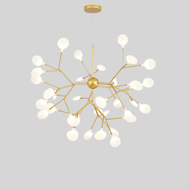 Contemporary Creative Firefly Branch Shape Round Linear Iron Acrylic 9/27 Light Chandelier For Dining Room