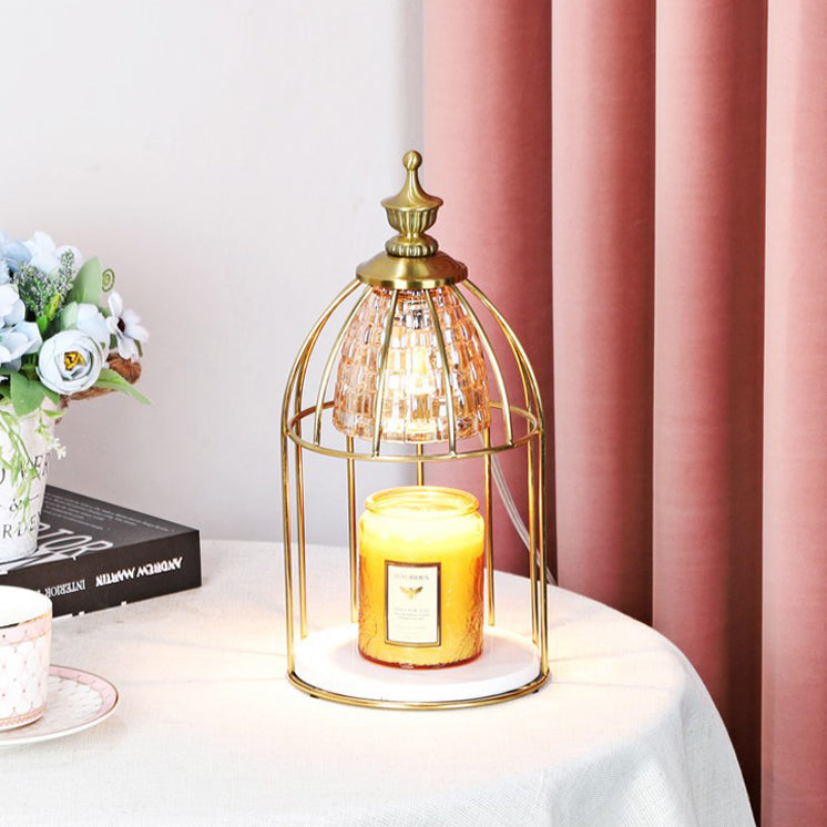 Lampe de table en cire fondue à 1 lumière en verre de fer de cylindre conique rond minimaliste moderne pour chambre 