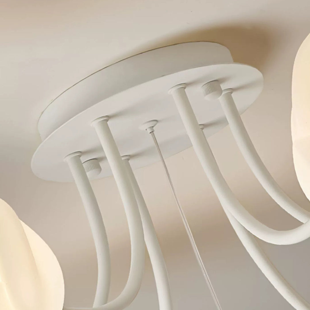 Art déco moderne crème ronde rose fer moulage rotatif 7/11/13 lumières plafonnier semi-encastré pour chambre 