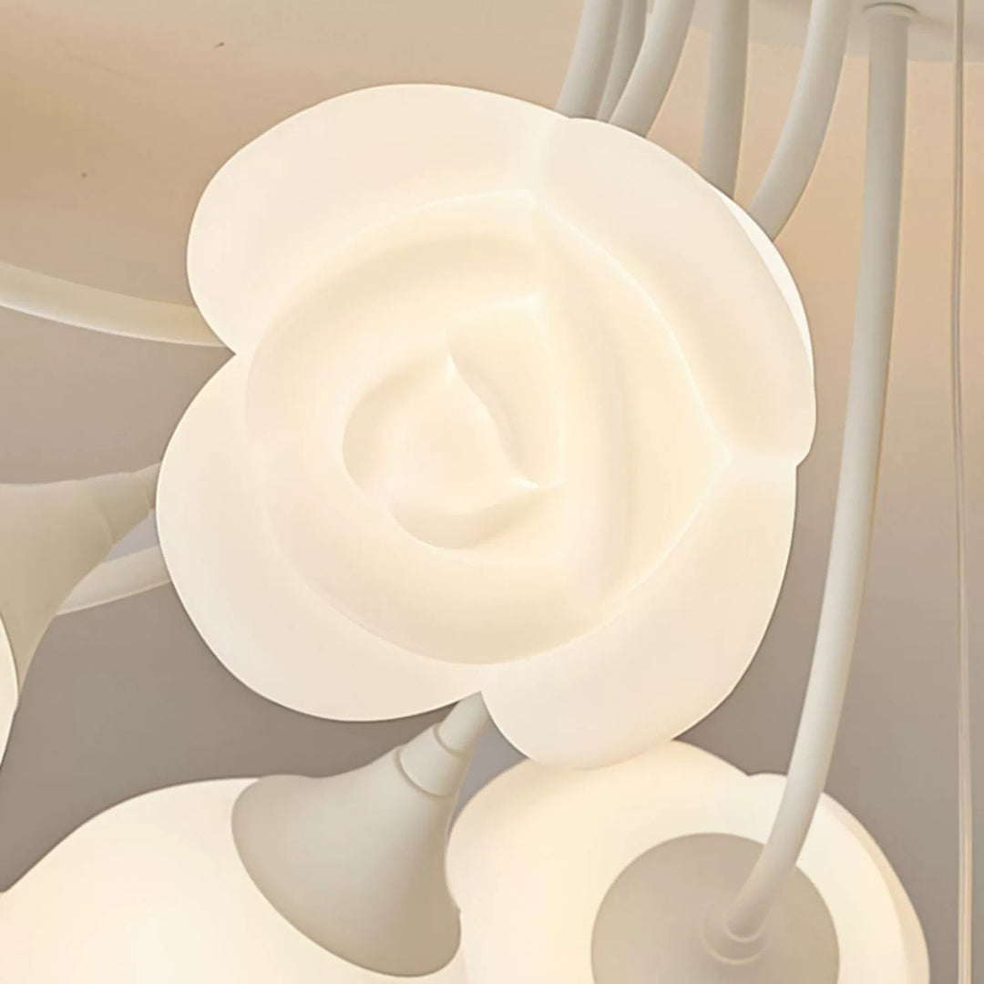 Art déco moderne crème ronde rose fer moulage rotatif 7/11/13 lumières plafonnier semi-encastré pour chambre 