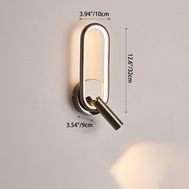 Modern Minimalist Oval Round Iron Aluminum Glass Spotlight LED Wall Sconce Lamp For Bedroom
