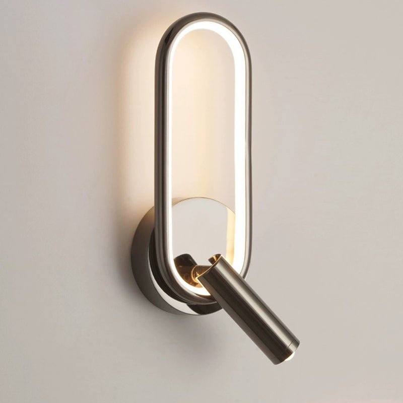 Moderne minimalistische ovale runde Eisen-Aluminium-Glas-Spotlight-LED-Wandleuchte für das Schlafzimmer 
