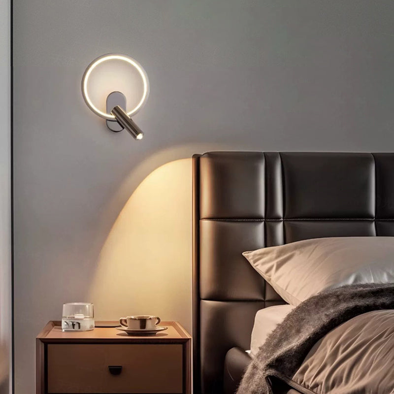 Modern Minimalist Oval Round Iron Aluminum Glass Spotlight LED Wall Sconce Lamp For Bedroom