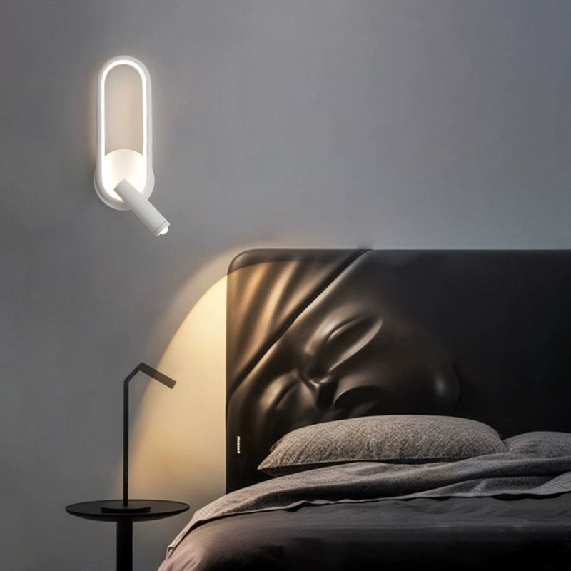 Modern Minimalist Oval Round Iron Aluminum Glass Spotlight LED Wall Sconce Lamp For Bedroom